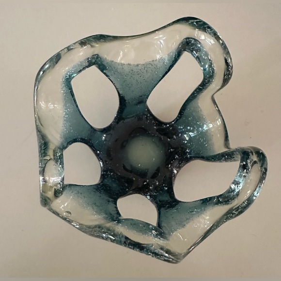 Handblown Glass Splash Art Organic Sculpture Basket Candle Holder OOAK Coastal - Picture 4 of 7